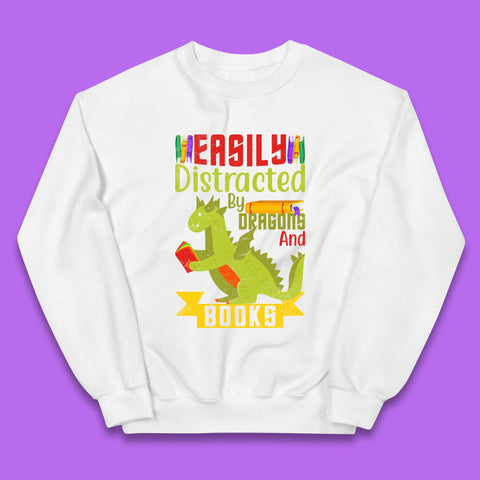 Easily Distracted By Dragons & Books Kids Jumper