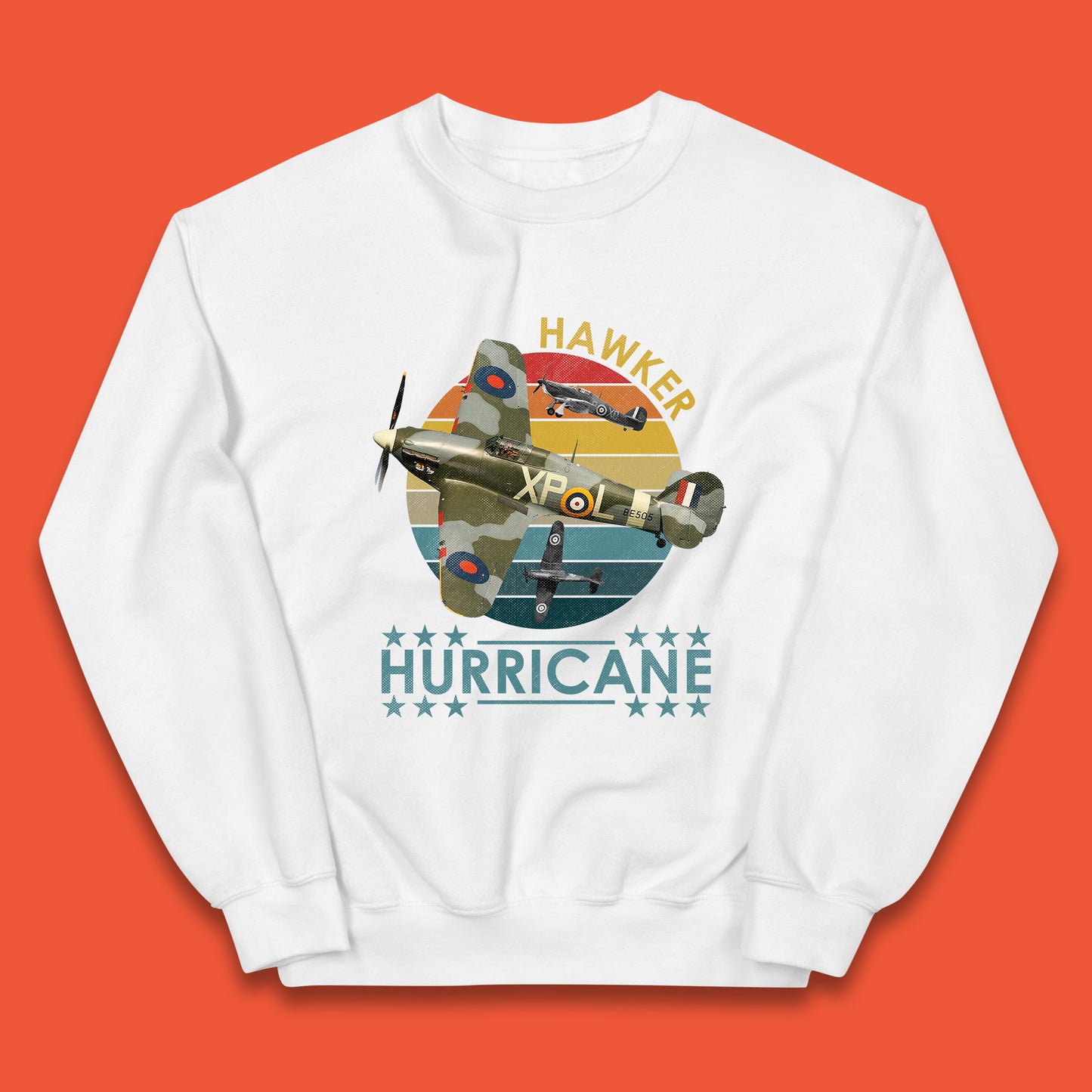 Hawker Hurricane UK Vintage WWII RAF Fighter Jet British Aircraft Royal Air Force Remembrance Day Kids Jumper