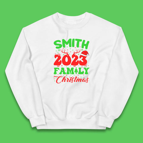 Personalised 2023 Family Christmas Your Name Xmas Matching Family Costume Kids Jumper