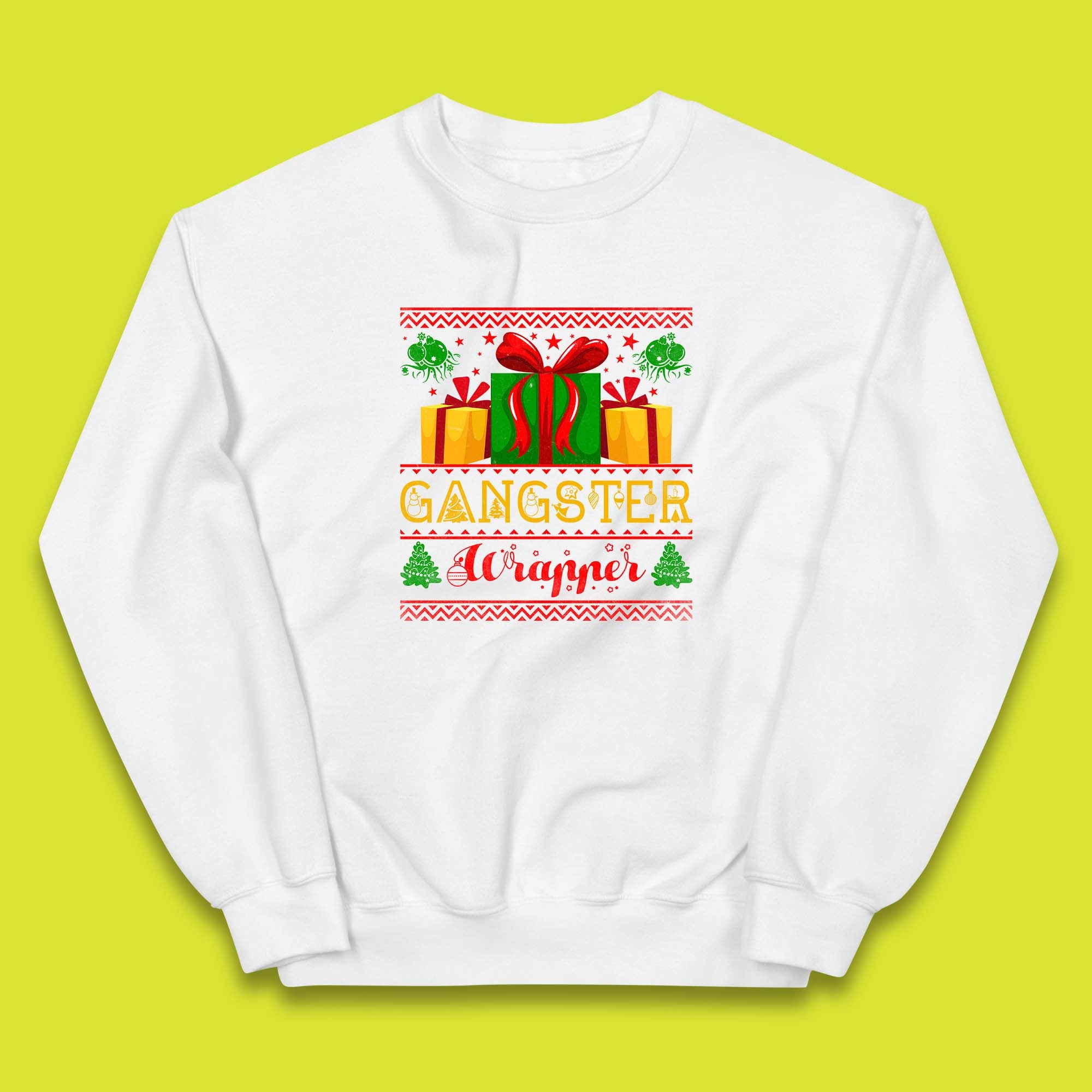 Gangster Wrapper Christmas Gangster Wrappa Funny Xmas Gift Wrapping Kids Jumper