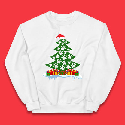 christmas tree with paw prints of dogs jumper