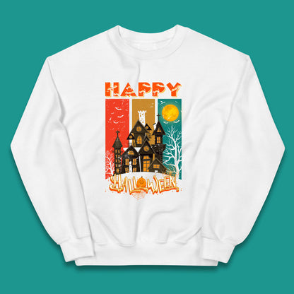 Happy Halloween Vintage Style Horror Scary Haunted House Kids Jumper