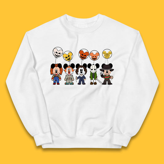Disney Halloween Friends Horror Movie Characters Mickey Mouse Balloons Kids Jumper