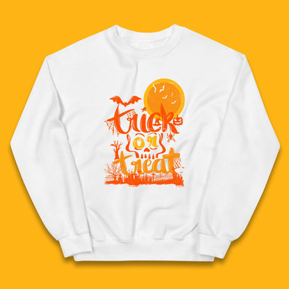 Trick Or Treat Happy Halloween Horror Scary Spooky Season Halloween Vibes Kids Jumper