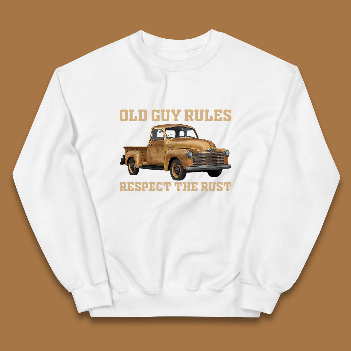 Old Guy Rules Respect The Rust Truck Classic Antique Truck Enthusiasts Kids Jumper