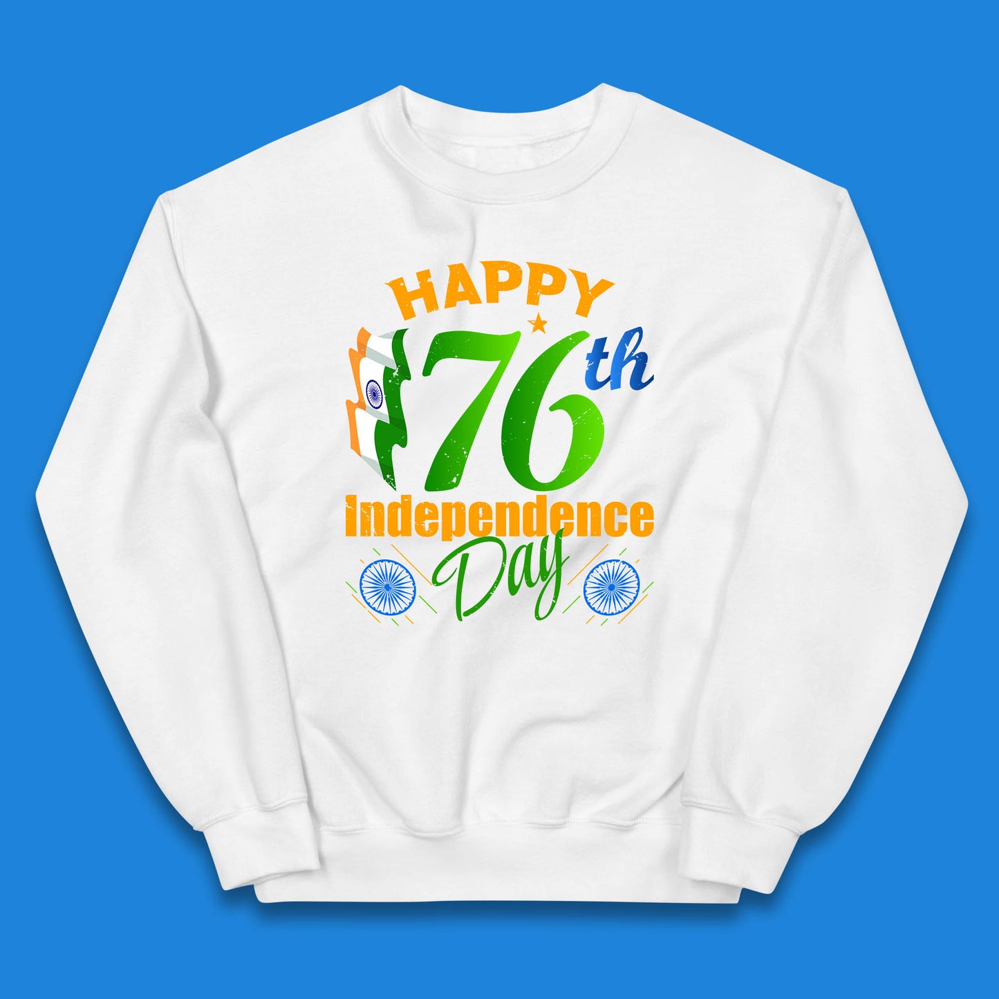 Happy India 76th Independence Day 15th August Patriotic Indian Flag Kids Jumper