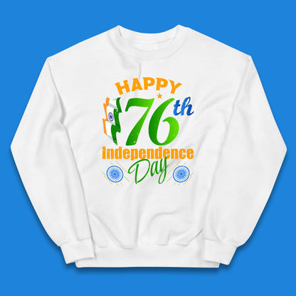 Happy India 76th Independence Day 15th August Patriotic Indian Flag Kids Jumper