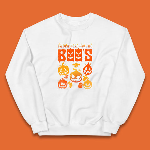 I'm Just Here For The Boos Halloween Funny Pumpkin Ghost Boos Jack-o-lantern Kids Jumper