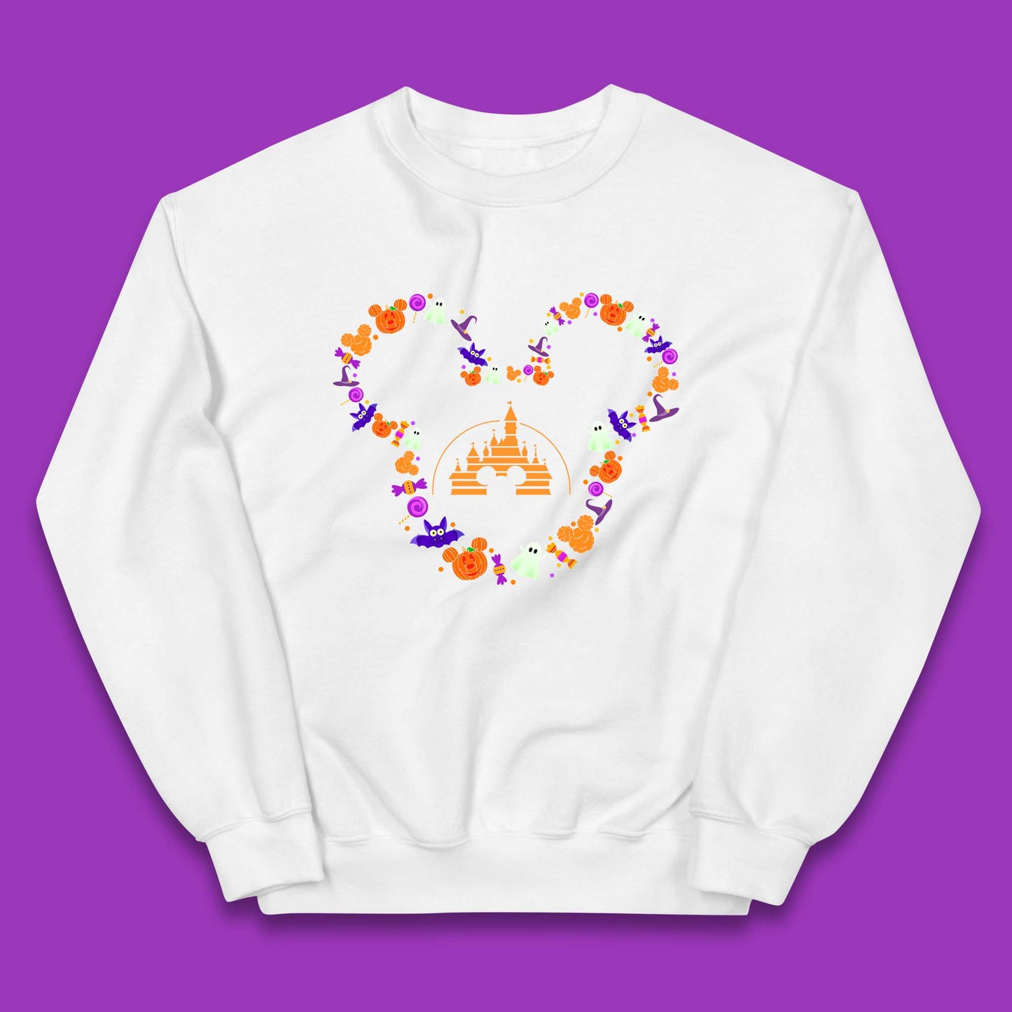 Disney Halloween Mickey Mouse Head Disney Castle Halloween Elements Horror Scary Kids Jumper