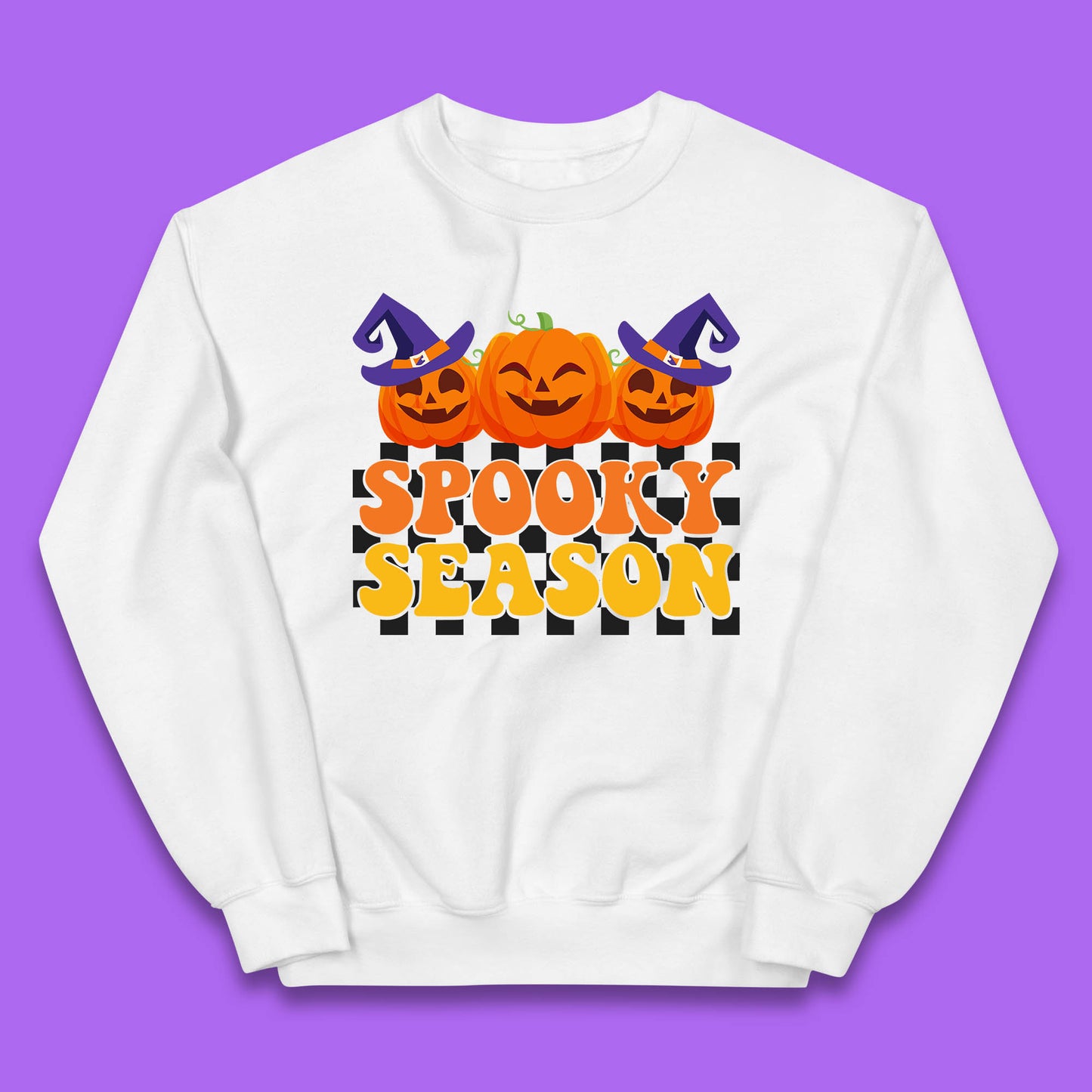 Spooky Season Halloween Jack-O-Lantern Pumpkins Spooky Vibes Kids Jumper