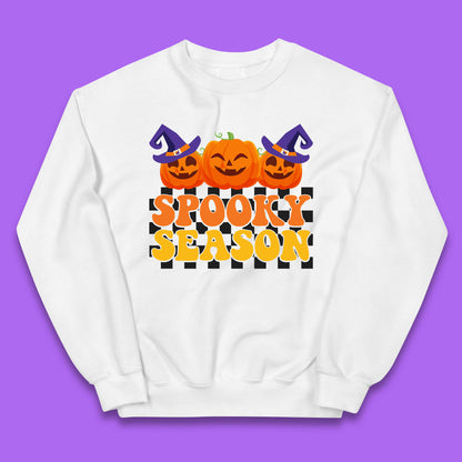 Spooky Season Halloween Jack-O-Lantern Pumpkins Spooky Vibes Kids Jumper