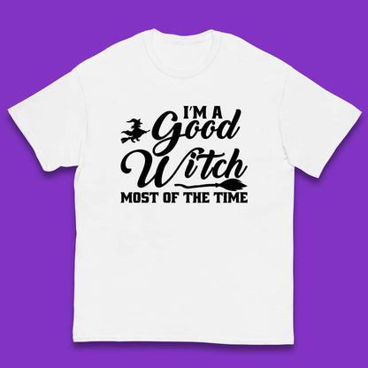 I'm A Good Witch Most Of The Time Halloween Witch Broom Kids T Shirt