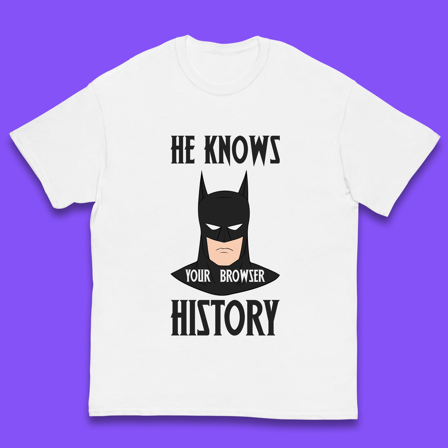 Batman He Knows Your Browser History DC Comics Superhero Comic Book Character Kids T Shirt
