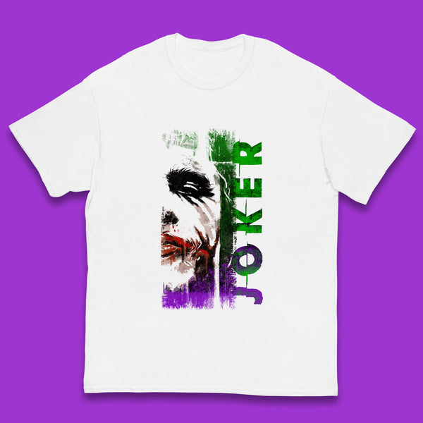 Joker Face Movie Villain Comic Book Character Supervillain Movie Poster Kids T Shirt