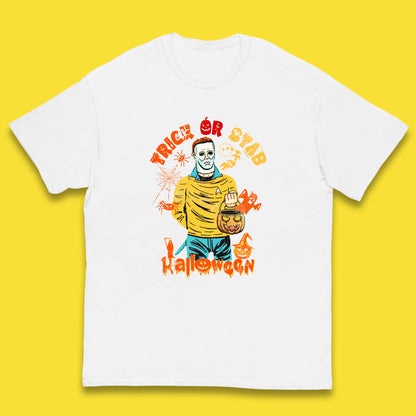 Trick Or Stab Halloween Michael Myers Stab Trek Trick Or Treat Kids T Shirt
