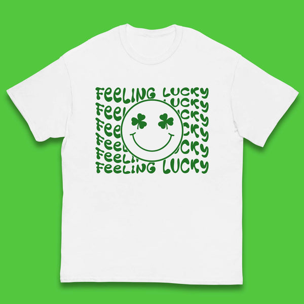 Feeling Lucky Smiley Shamrock Kids T-Shirt