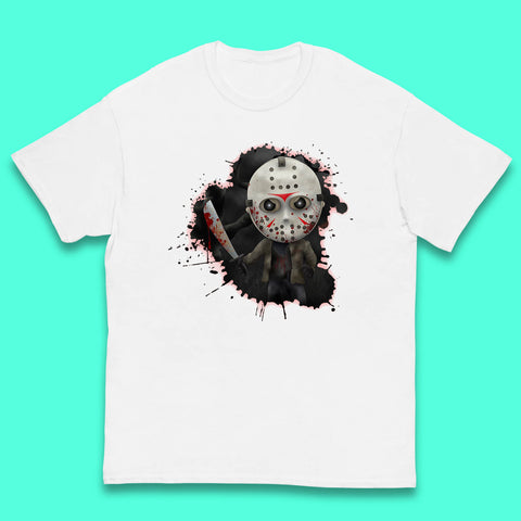 Chibi Jason Voorhees Holding Bloody Knife Halloween Friday The 13th Horror Movie Character Kids T Shirt
