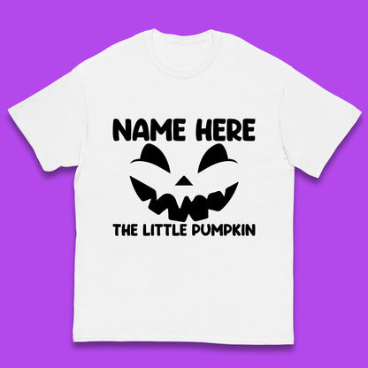 Personalised Your Name Here The Little Pumpkin Jack O Lantern Scary Spooky Face Kids T Shirt
