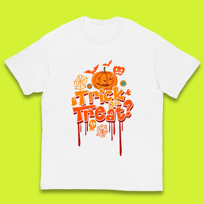 Trick Or Treat Halloween Pumpkin Blood Dripping Horror Scary Spooky Season Kids T Shirt