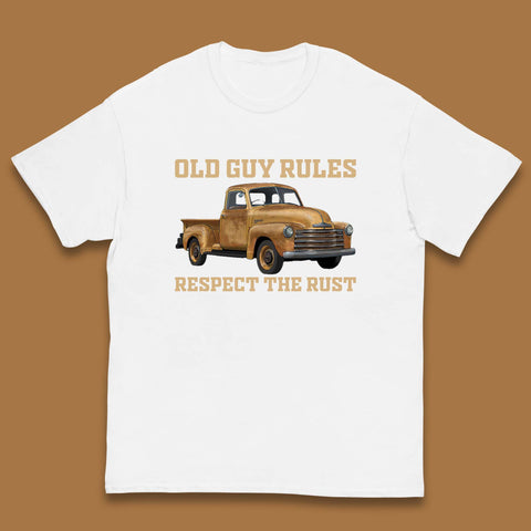 Old Guy Rules Respect The Rust Truck Classic Antique Truck Enthusiasts Kids T Shirt