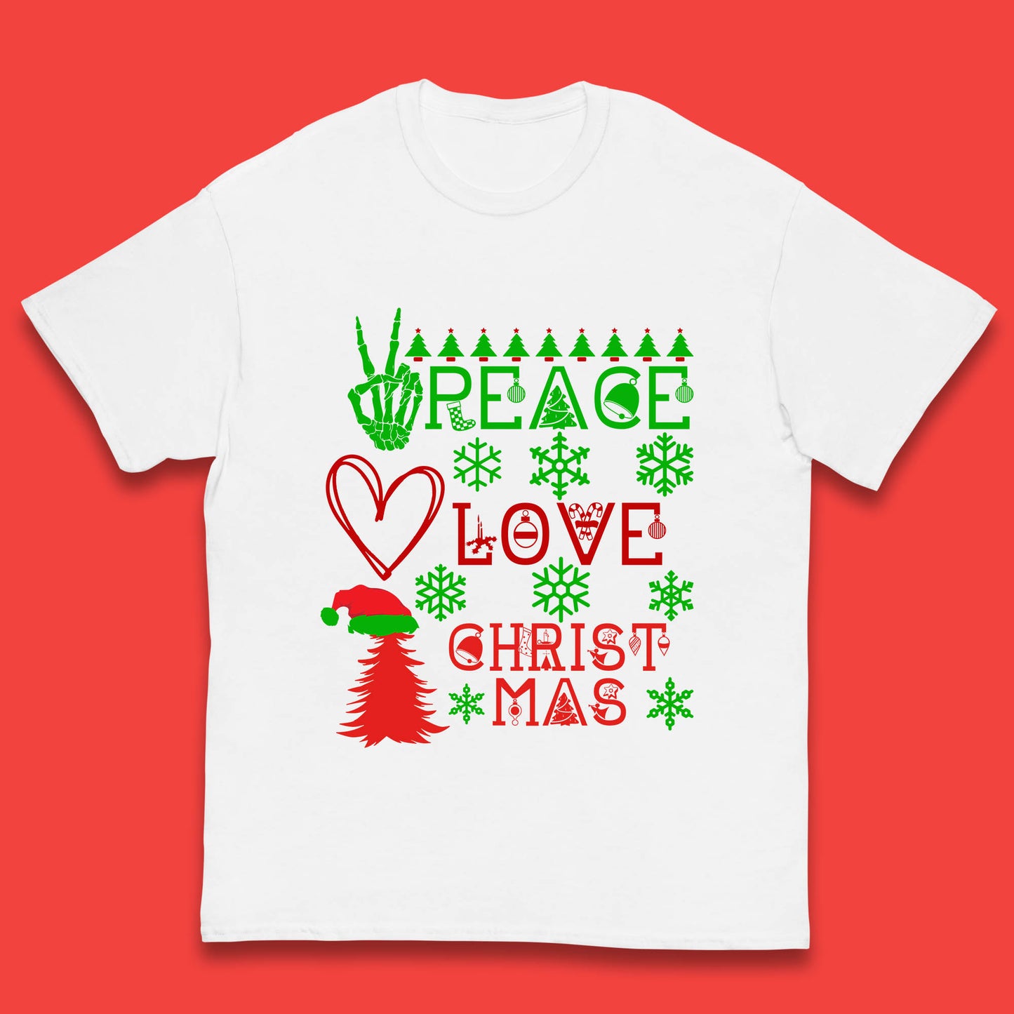 Peace Love Christmas Kids T-shirt