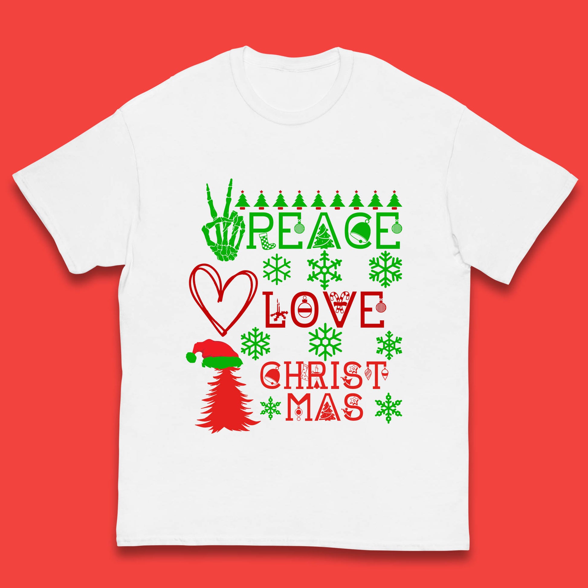Peace Love Christmas Kids T-shirt