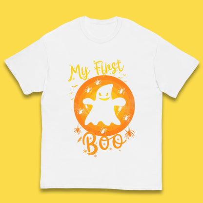 My First Boo Halloween Funny Boo Ghost Horror Scary Creepy Season Kids T Shirt