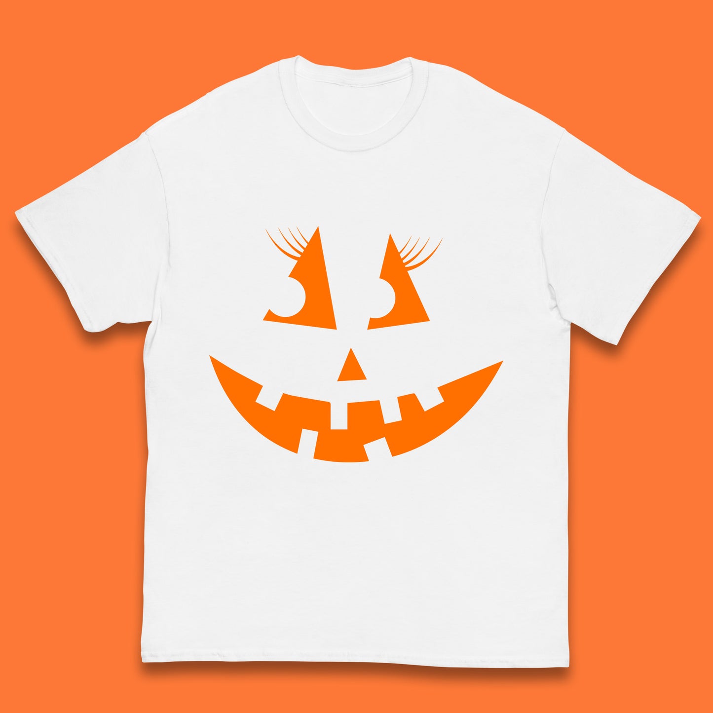 Halloween Pumpkin Jack-o-lantern Girl Evil Scary Horror Smile Face Kids T Shirt
