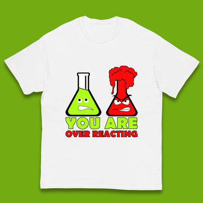 You Are Over Reacting Creepy Face Flask Funny Meme Chemistry Lovers Kids T Shirt