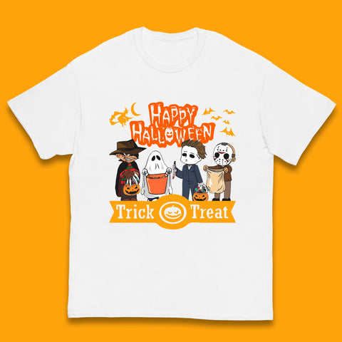Happy Halloween Trick Or Treat Chibi Horror Movie Characters Killer Kids T Shirt