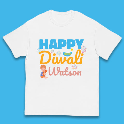 Personalised Happy Diwali Festival Of Lights Your Name Indian Diwali Holiday Celebration Kids T Shirt