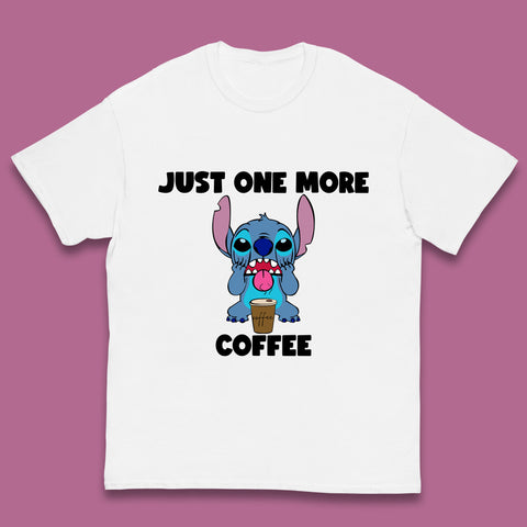 Just One More Coffee Disney Stitch Drink Coffee Disneyworld Lilo & Stitch Lovers Kids T Shirt