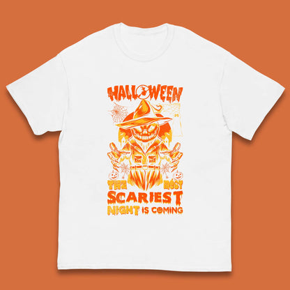 Halloween The Most Scariest Night Is Coming Halloween Scarecrow Jack O Lantern Scary Night Kids T Shirt