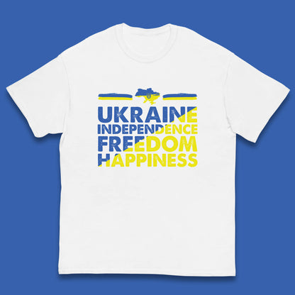 Ukraine Independence Freedom Happiness Proud Ukrainian Patriotic 24 August Independence Day Kids T Shirt