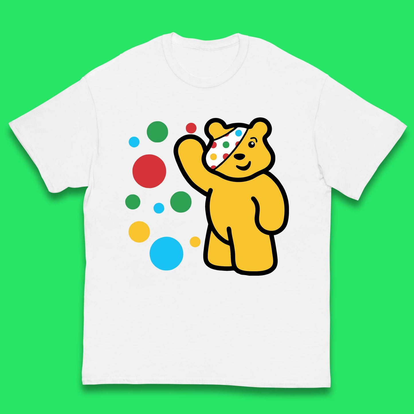 Spotty Pudsey Bear Hand Waving Dotty Spot Fundraising Children In Need Spotty Bear Spotty Day Kids T Shirt