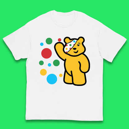 Spotty Pudsey Bear Hand Waving Dotty Spot Fundraising Children In Need Spotty Bear Spotty Day Kids T Shirt