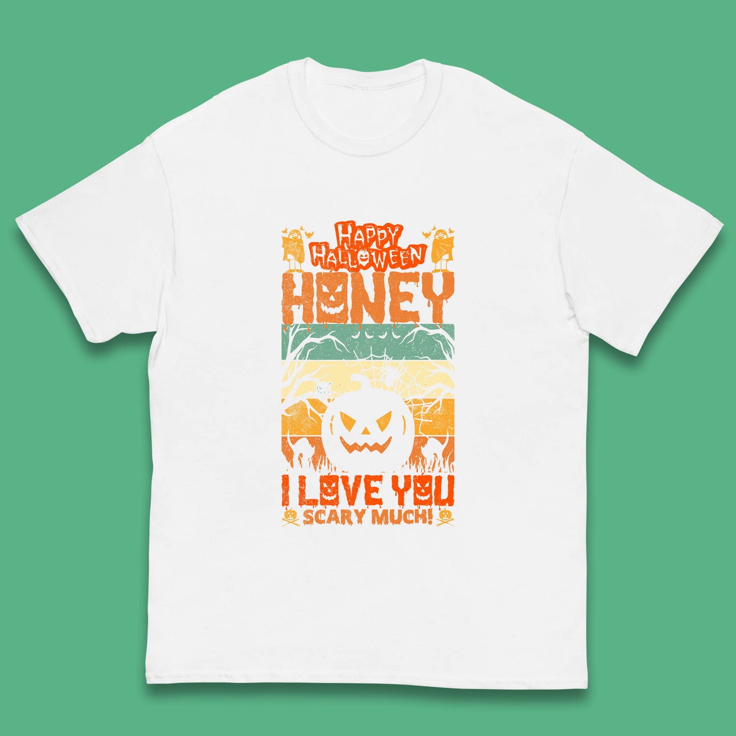 Happy Halloween Honey I Love You Scary Much Funny Halloween Scary Pumpkin Kids T Shirt