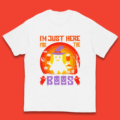 I'm Just Here For The Boos Halloween Boo Ghost Witch Hat Horror Scary Kids T Shirt