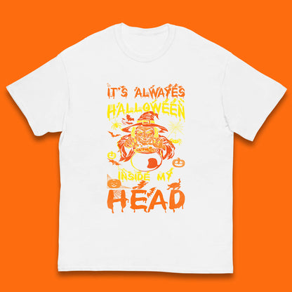 It's Always Halloween Inside My Head Witch Cooking A Magic Potion In The Cauldron (Stew Pot) Halloween Kids T Shirt