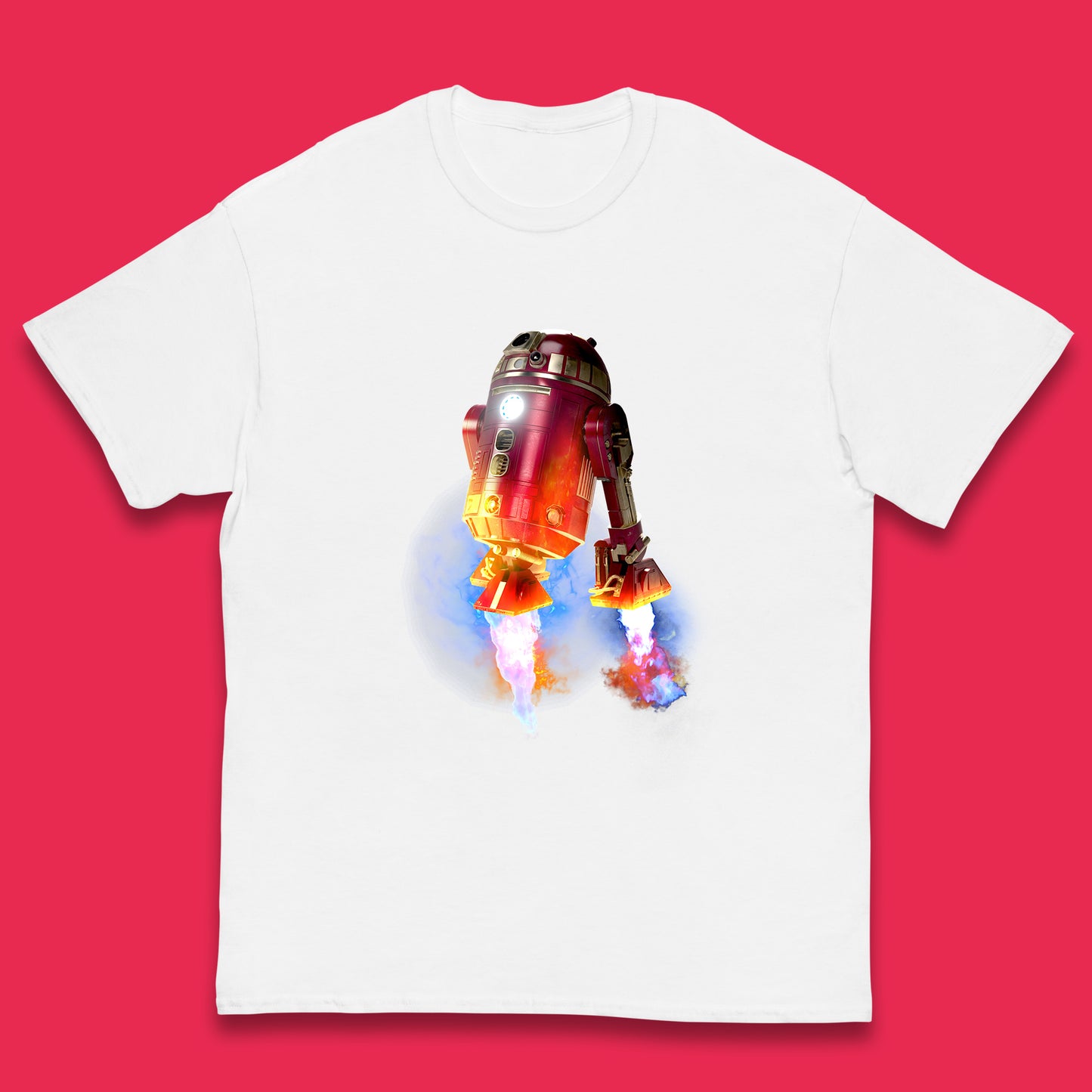 R2-D2 Ready To Fly Iron Man Spoof Sci-fi Action Adventure Movie Character  Star Wars 46th Anniversary Kids T Shirt