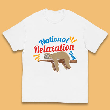 National Relaxation Day Sleeping Sloth Funny Sloth Nap Lazy Sloth Kids T Shirt