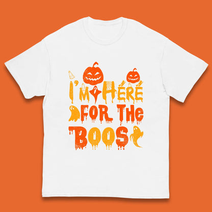 I'm Here For The Boos Halloween Pumpkin Ghost Horror Scary Kids T Shirt
