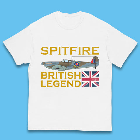 Supermarine Spitfire British Legend Fighter Aircraft Royal Air Force Spitfire WW2 Remembrance Day Kids T Shirt
