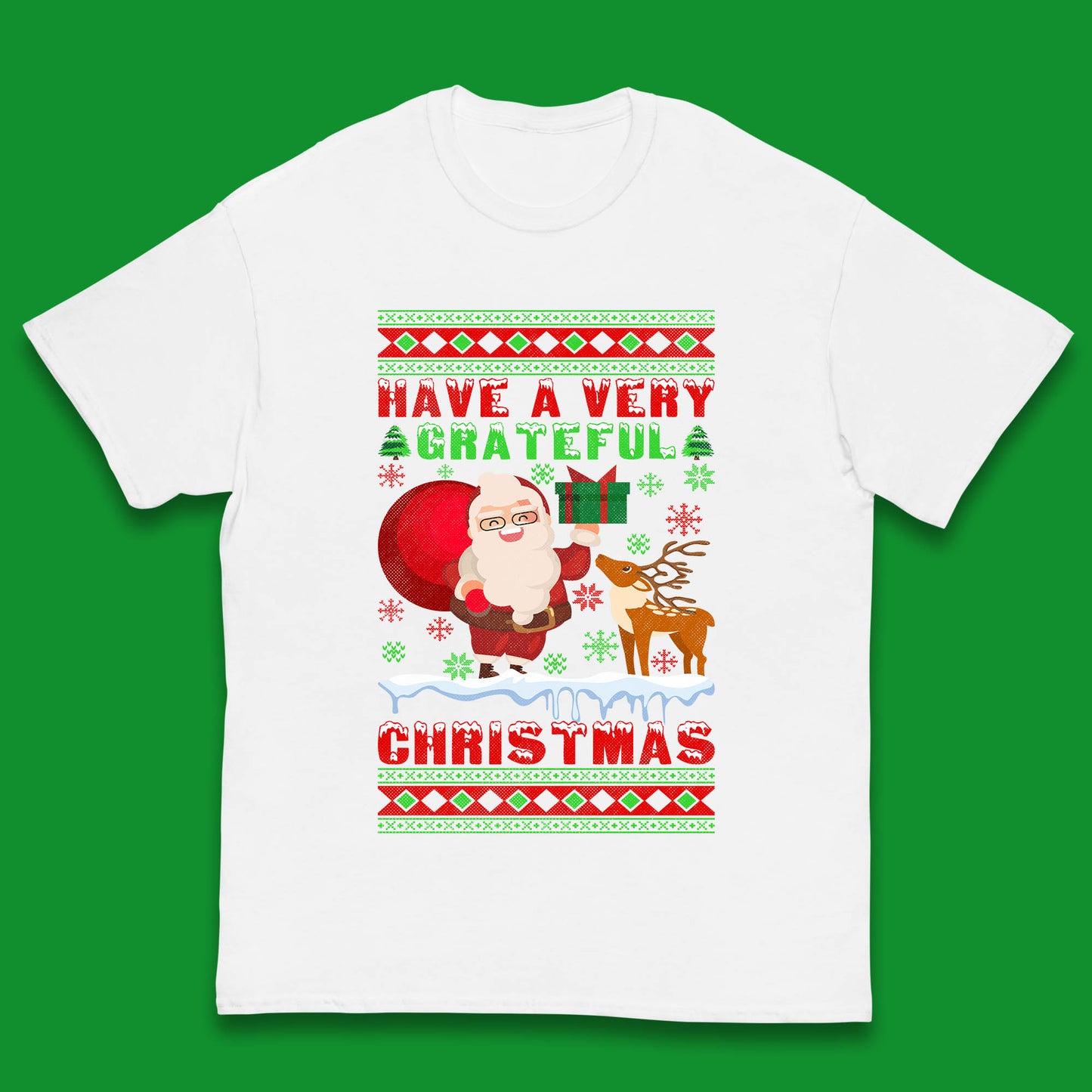 Have A Very Grateful Christmas Santa Claus Reindeer Bring Xmas Gift Kids T Shirt