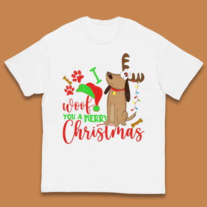 I Woof You A Merry Christmas Kids T-Shirt