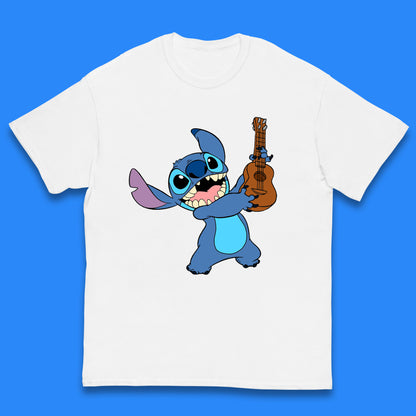 Disney Ohana Playing The Guitar Ohana Lilo & Stitich In Happy Mood Cartoon Character Disney World Kids T Shirt
