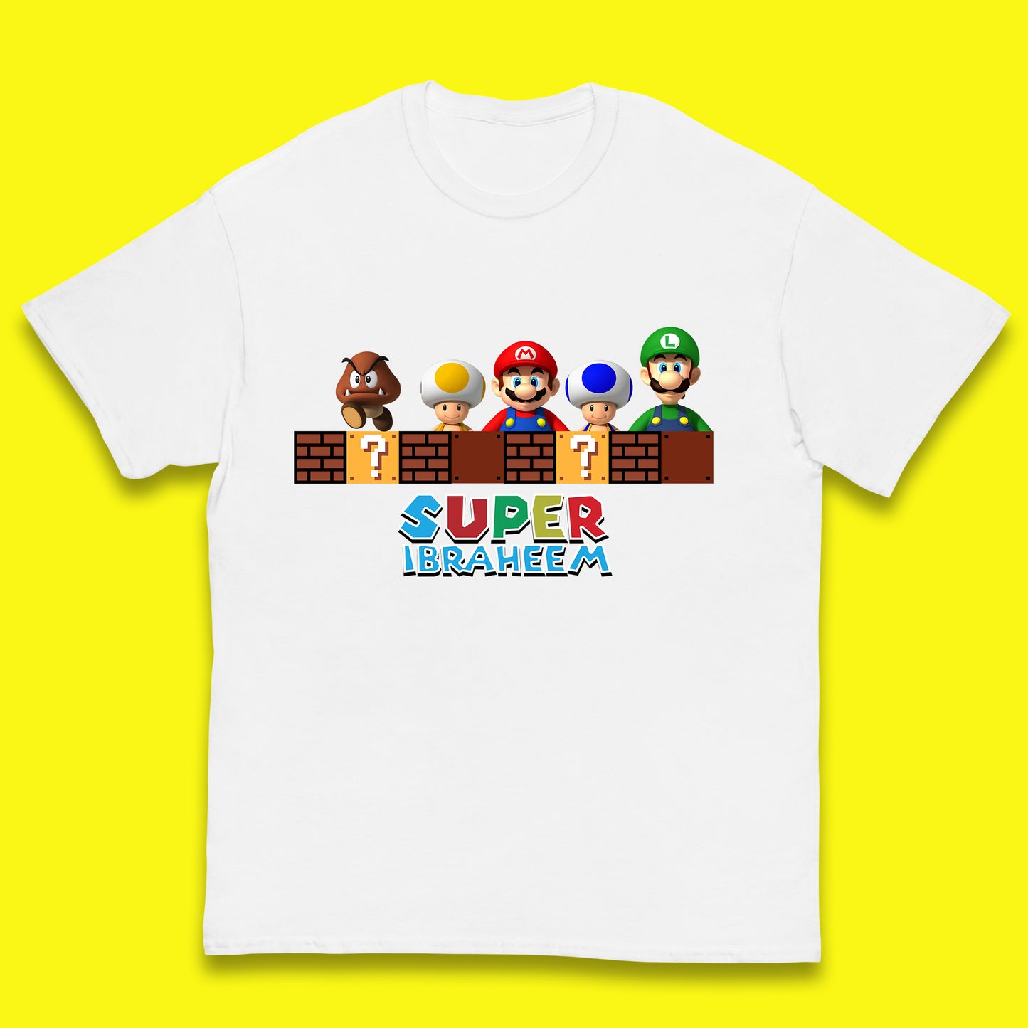 Personalised Super Mario Game Series Your Name Mario Bros Luigi Toad Mega Goomba Mario Kids T Shirt