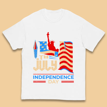 Statue Of Liberty 4th July USA Independence Day Celebration Fireworks Kids T Shirt