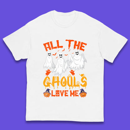 All The Ghouls Love Me Halloween Funny Horror Spooky Boo Ghost Kids T Shirt
