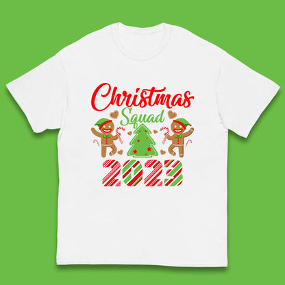 Christmas Squad 2023 Christmas Tree Xmas Gingerbread Man with Candy Cane Kids T Shirt